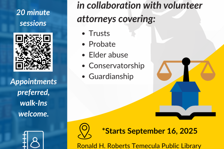Blue, white, and yellow flyer detailing the clinic