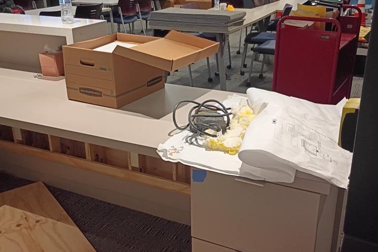 Reference desk under construction.