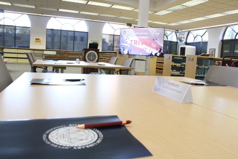 Trivia night setup in the California Reading Room.