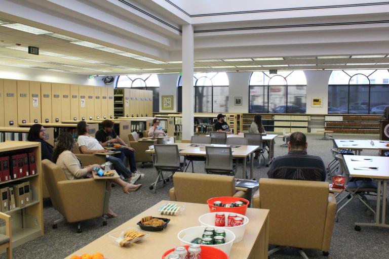 Patrons participating in trivia.