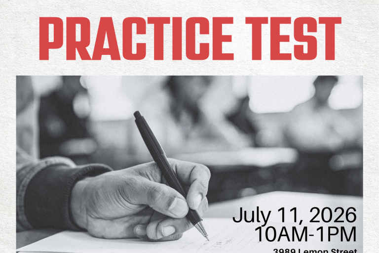 Flyer for the Proctored LSAT Practice Test at the Victor Miceli Law Library on July 11, 2026 from 10AM-1PM.