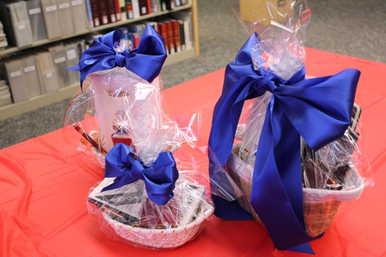 First, second, and third place gift baskets.