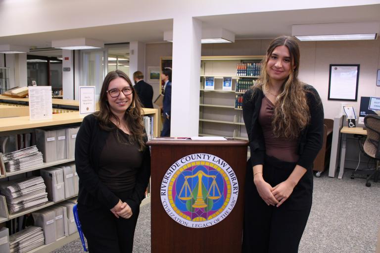 User Experience Librarian Andrea Valencia and photographer Andrea Larios Lopez, Library Assistant