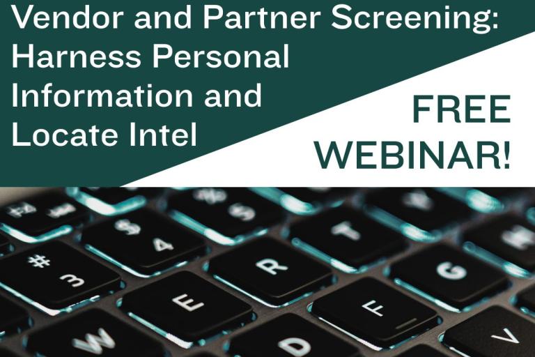 Flyer for the Trellis "Vendor and Partner Screening: Harness Personal Information and Locate Intel" webinar on August 19th from 4-4:30PM.