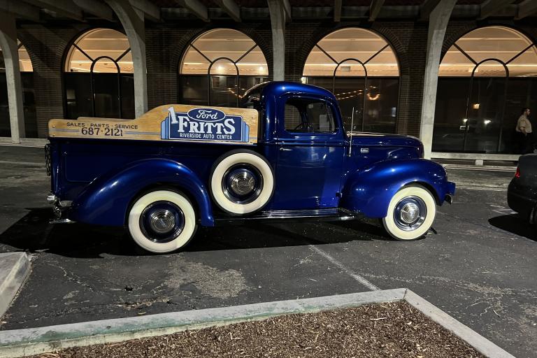 1940s pickup truck (blue) courtesy of Fritts Ford