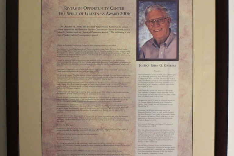 John G. Gabbert - Photo and Speech of Tribute to John G. Gabbert (2006)
