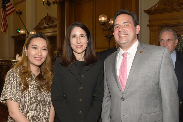 Chief Justice Patricia Guerrero w/ past RCBA Board President Sophia Choi and Jesse Male, Esq.