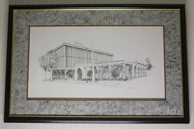 Guy W. Thomas- Victor Miceli Law Library (1992) Pen & Ink