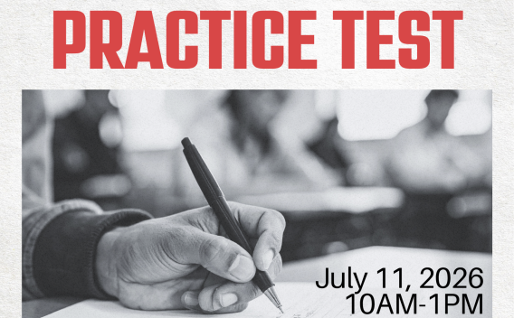 Flyer for the Proctored LSAT Practice Test at the Victor Miceli Law Library on July 11, 2026 from 10AM-1PM.