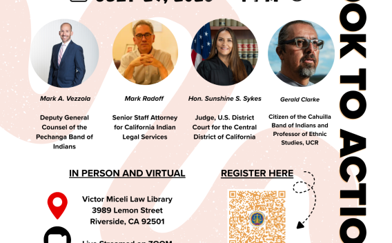 Flyer for RCLL's panel discussion on Tribal Sovereignty on July 29th at 4PM featuring the lineup of speakers. For more information see rclawlibrary.org/booktoaction2026.