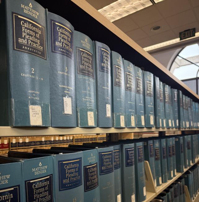 Photograph of the multi-binder set of California Forms of Pleading and Practice.