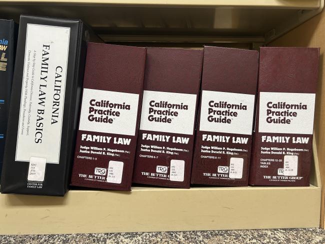 Photograph of the multi-binder set of California Practice Guide: Family Law.