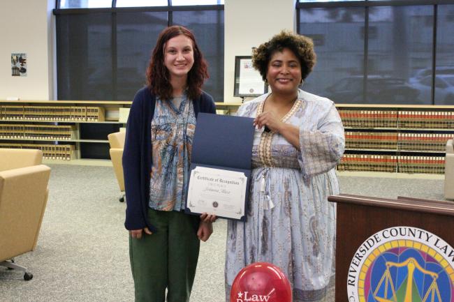 Johanna Marx handed award by Lauren Patterson