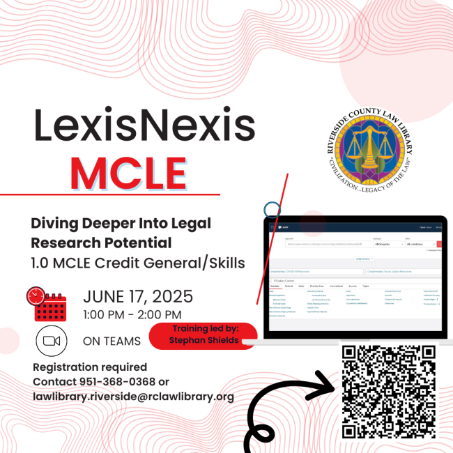 Informational flyer for June 17, 2025 LexisNexis MCLE presentation.