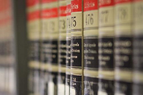 side angle view of a row of federal reporter books