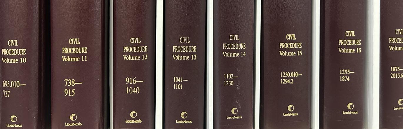 Photograph of the multivolume set of Deering's California Code of Civil Procedure.