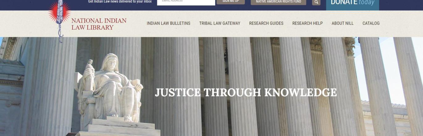 screenshot of NILL website with seated woman marble statue in front of columns