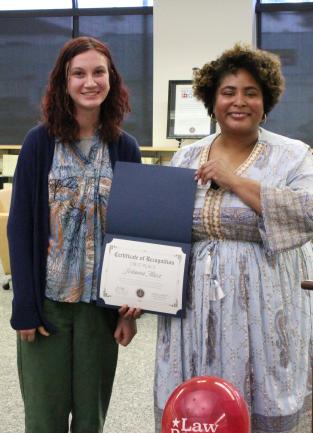 Johanna Marx handed award by Lauren Patterson